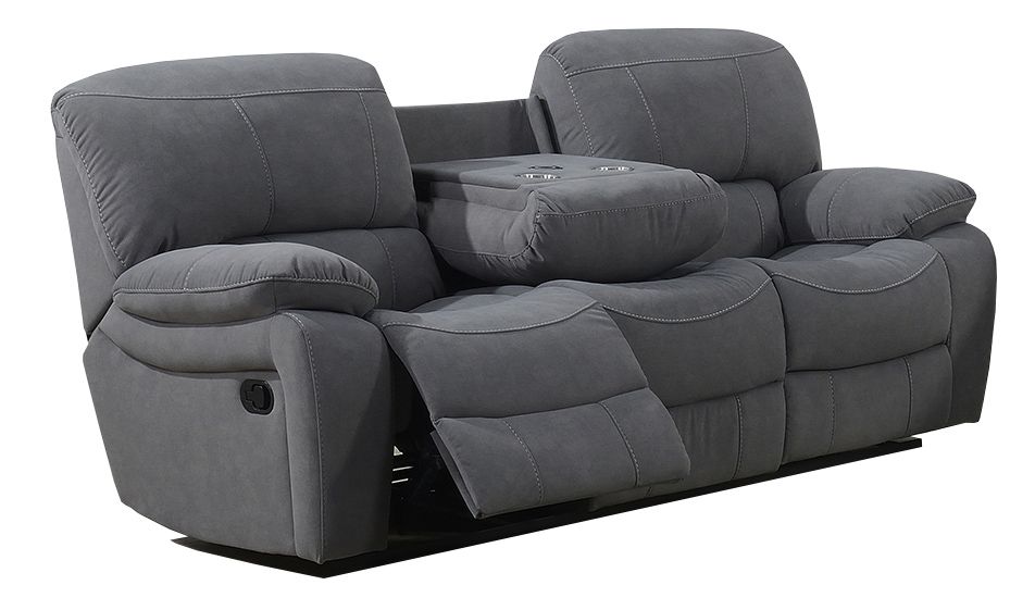 Baxter 3 Seater Manual Reclining Sofa - Dark Grey Fabric
