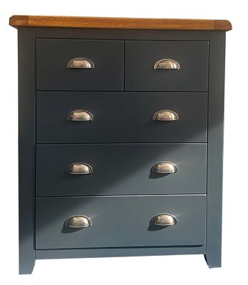 Capri Dark Oak 4 Drawer Tall Chest - Midnight Blue | Oak