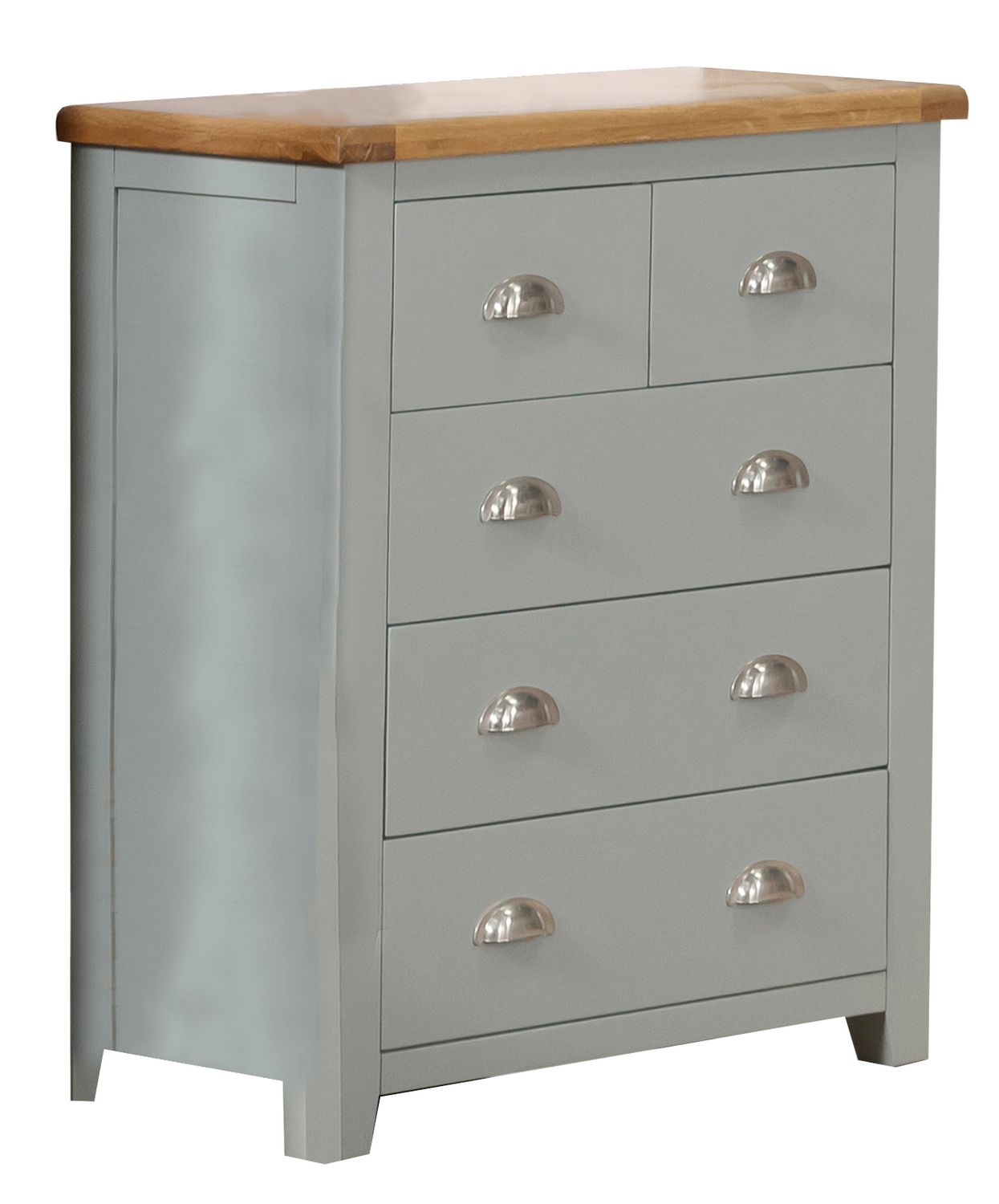 Capri Light Oak 4 Drawer Tall Chest - Mushroom Grey | Oak