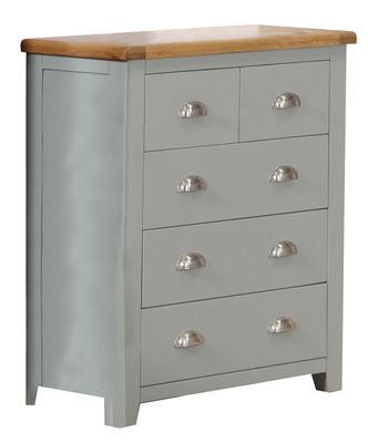 Capri Light Oak 4 Drawer Tall Chest - Mushroom Grey | Oak
