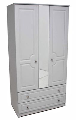 Grey Ash 3ft 2 Drawer Mirrored Wardrobe