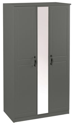 Metro 3ft Mirrored Wardrobe - Grey | White