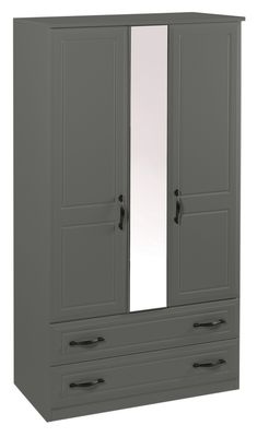 Metro 3ft Two Drawer Mirrored Wardrobe- Grey | White
