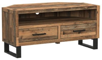 Bronx Reclaimed Oak 2 Drawer Corner TV Unit