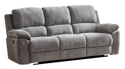 Durango Manual 3 Seater Sofa - Silver Grey Fabric