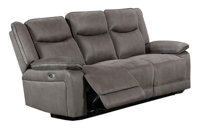 Ashford 3 Seater Electric Reclining Sofa - Brown Grey Fabric