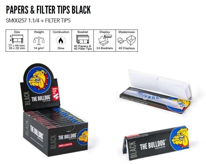 PAPIER THE BULLDOG + FILTRES NOIR 1 1/4 (24p)