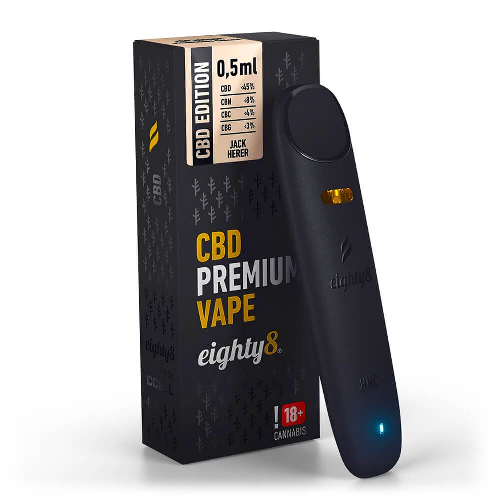 Eighty8 Jack Herer 45% CBD Stylo Vape Jetable (10pcs/présentoir) 0,5ml ou 2ml