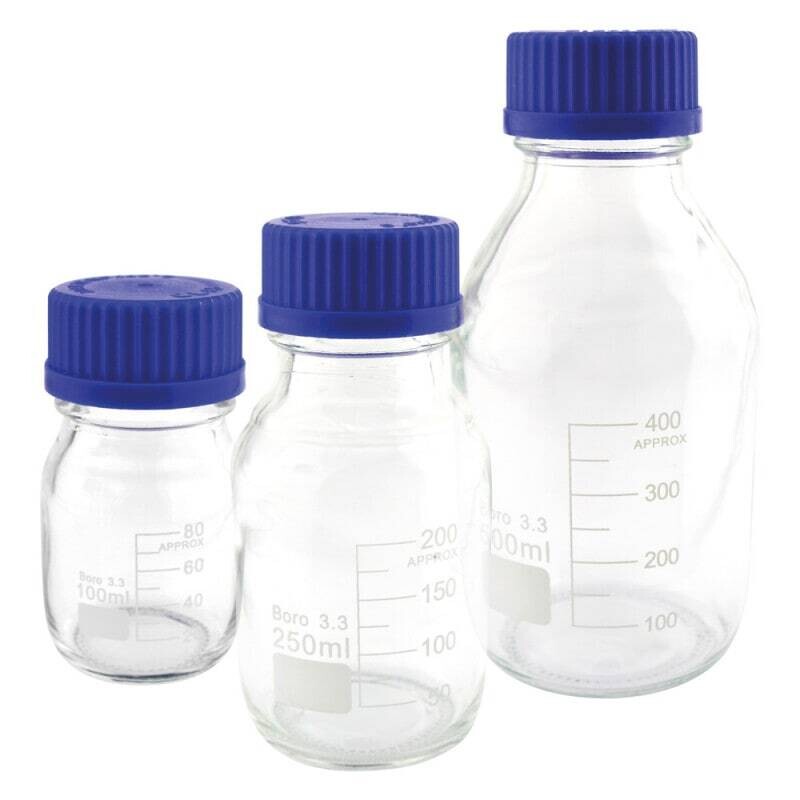 Frascos de vidrio de laboratorio. 100, 250 o 1000ml