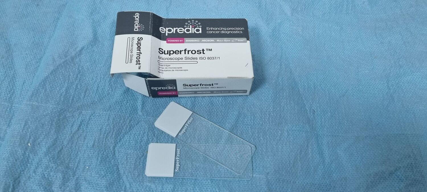Portaobjetos para microscopia, SuperFrost Plus Menzel Carga positiva. Portaobjetos microscopio.