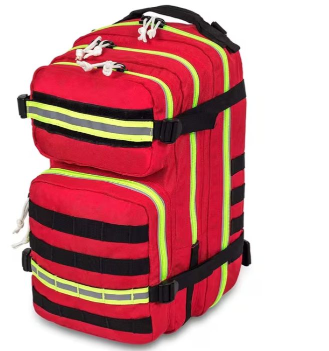 Mochila de primera intervención. Alquiler mochila de rescate. Mochila sanitaria. Alquiler atrezzo de rescate