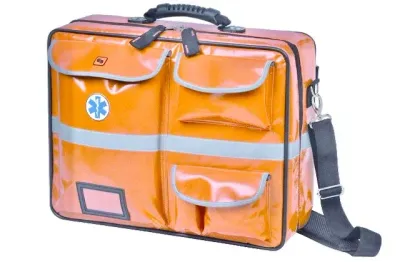 Maletín de emergencias Emercine. Alquiler maletín de emergencias naranja. Maletín medico.