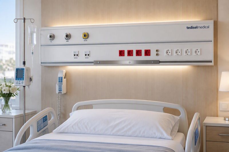 Unidad médica de cabecera de pared horizontal. Alquiler cabecero hospitalario de ultima generación. Unidad médica de cabecera de pared horizontal. Alquiler cabecero hospitalario de ultima generación.