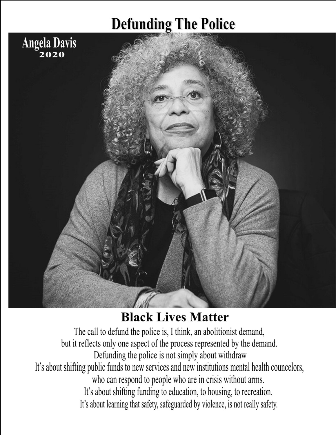 Angela Davis Defund The Police Picture  *8 1/2&quot; X 11&quot; Framed (black) with glass