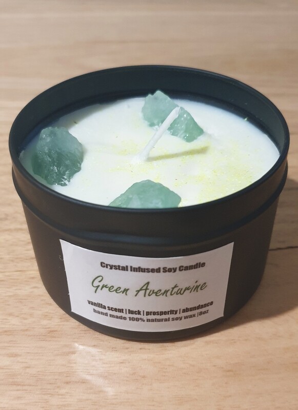 Green Aventurine Vanilla Crystal Scented Candle