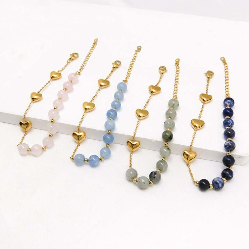 18k Gold Plated Stainless Steel Heart Crystal Bracelet