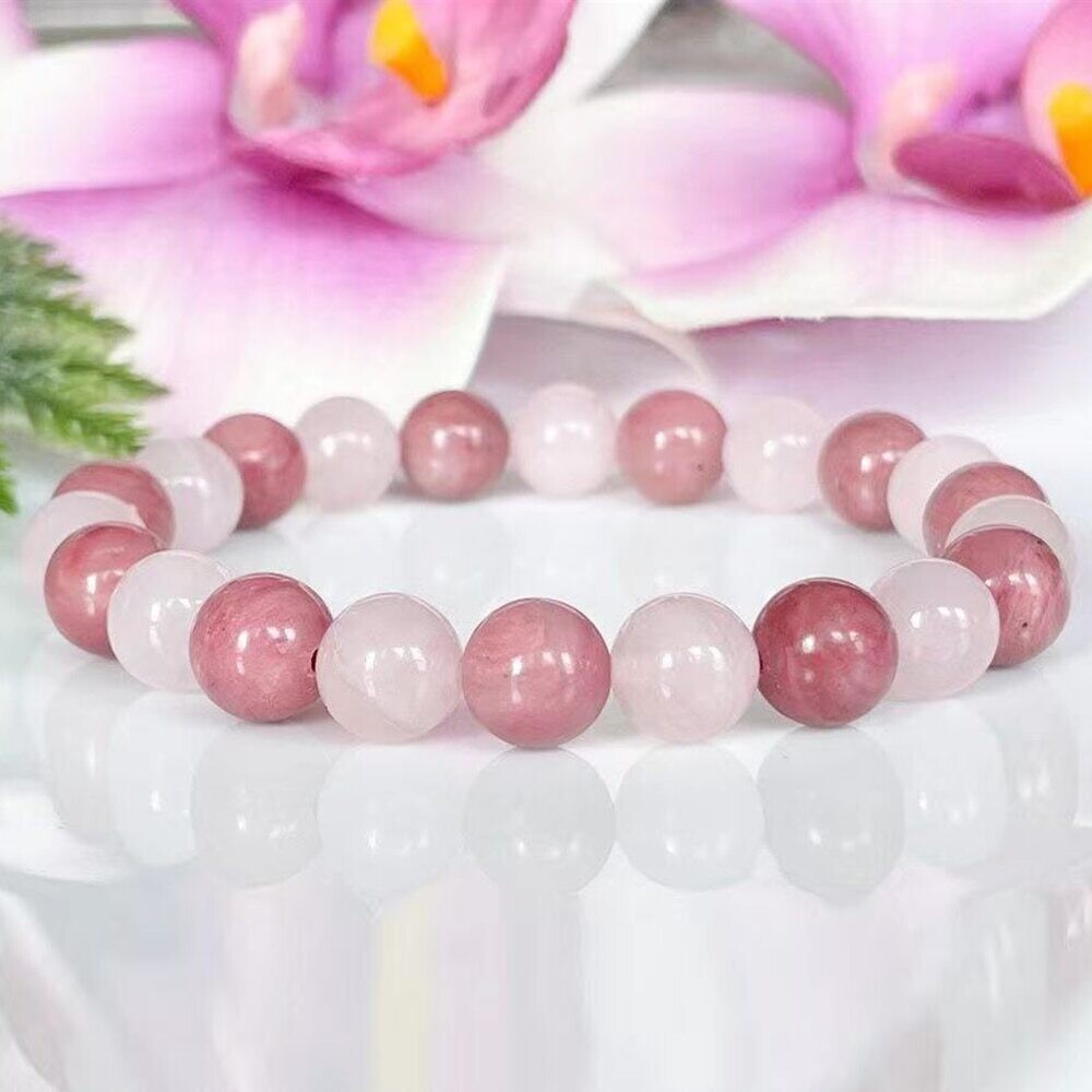Bracelet "Couple & Libido" Rhodonite, Quartz Rose, Pierre de Lune