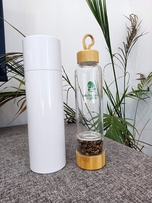 Tiger Eye Crystal Bamboo Glass Water Bottle 480ml