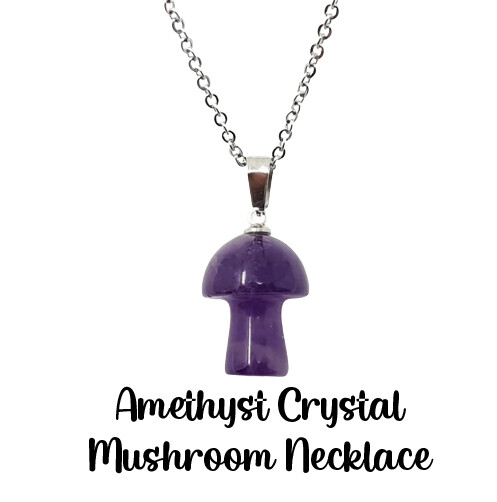 Amethyst Crystal Mushroom Necklace