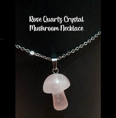 Rose Quartz Crystal Mushroom Necklace