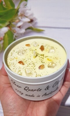 Clear Quartz &amp; Citrine Abundance Candle 225g