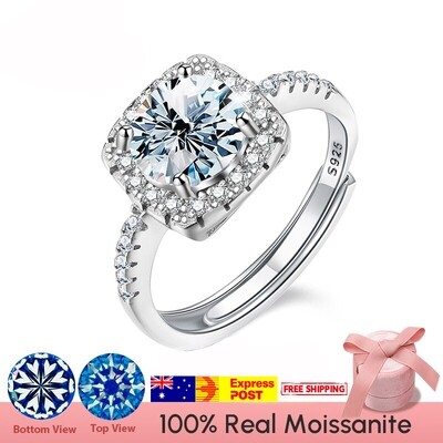 1 ct Square Halo Adjustable Moissanite Ring