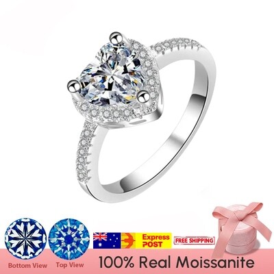 1 ct Heart Moissanite Adjustable Ring