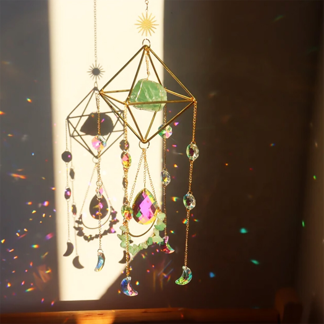 Green Aventurine Lucky Crystal Suncatcher