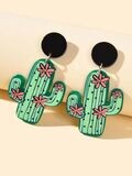 Cute Green Cactus Acrylic Earrings