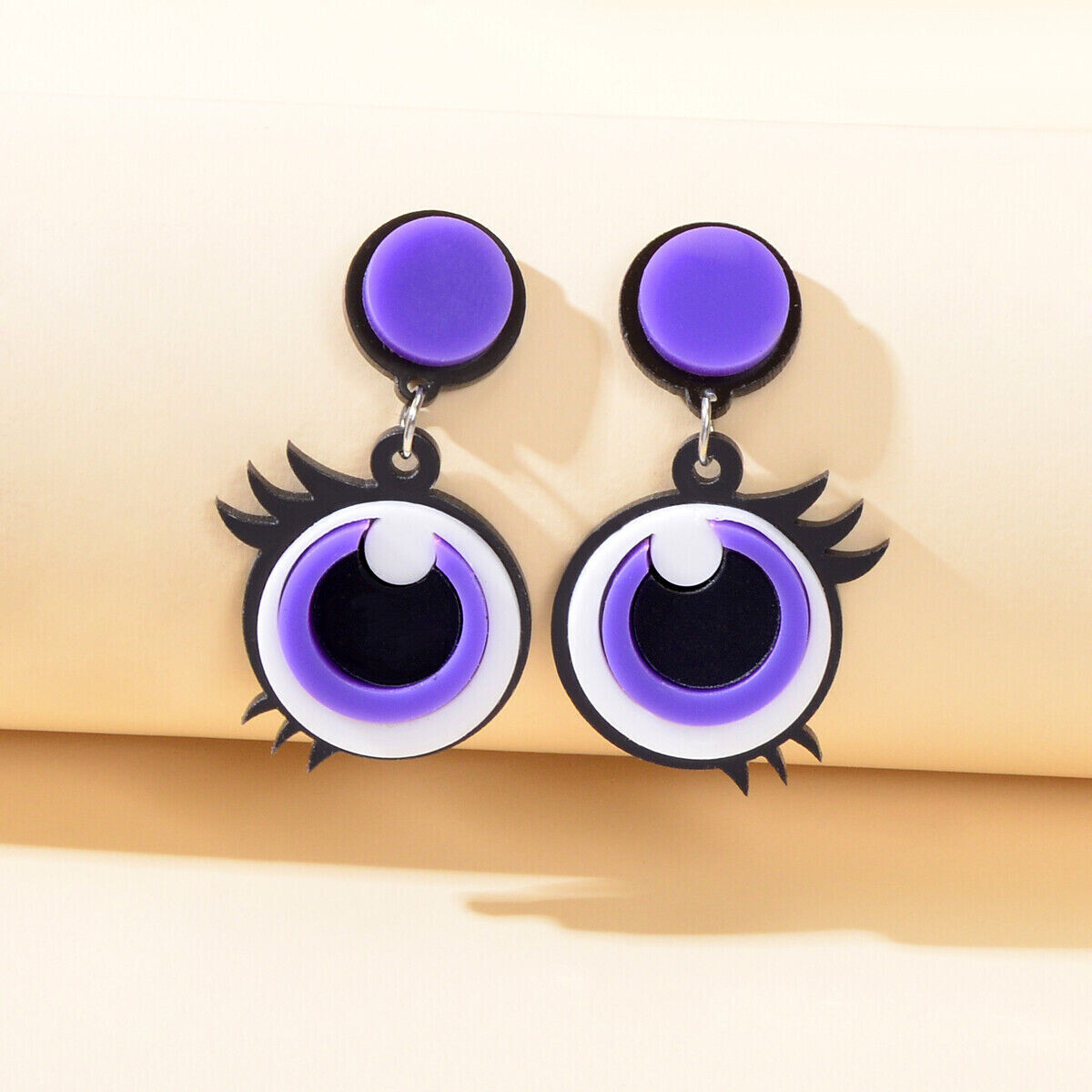 Cute Purple Eye Acrylic Earrings