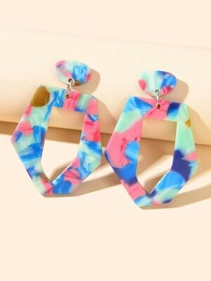 Mixed Color Geometric Acrylic Earrings