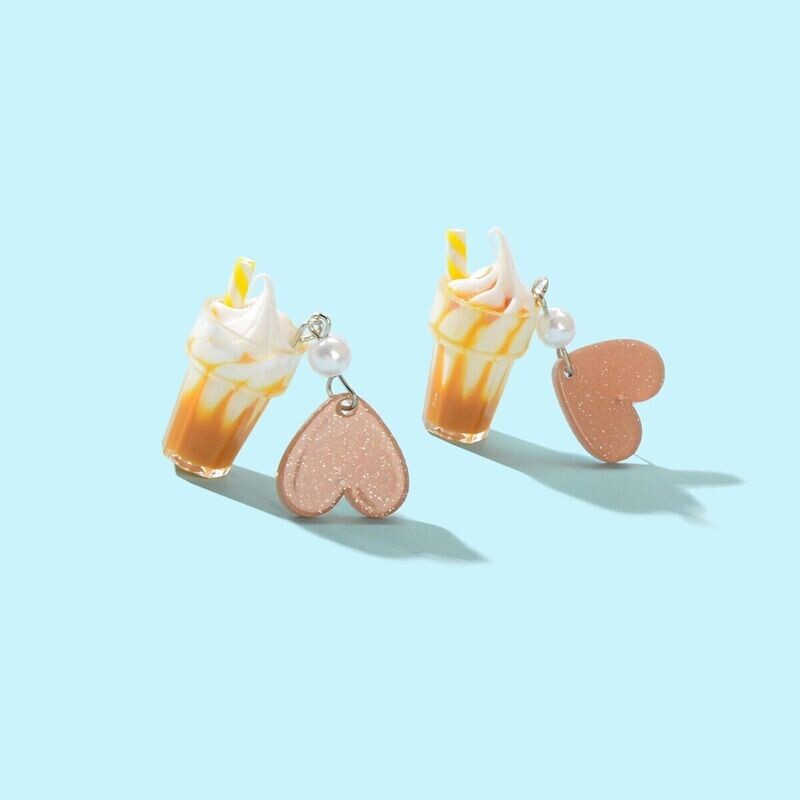 Cute Heart Ice Cream Acrylic Earrings