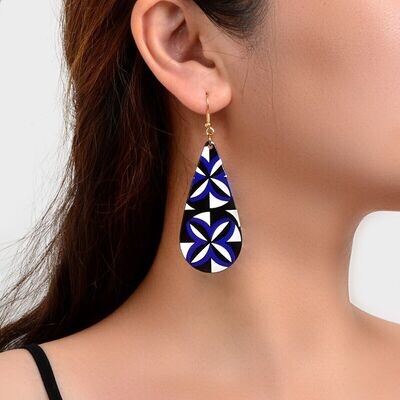 Blue Black Drop Acrylic Earrings