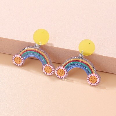 Rainbow Smiley Acrylic Earrings