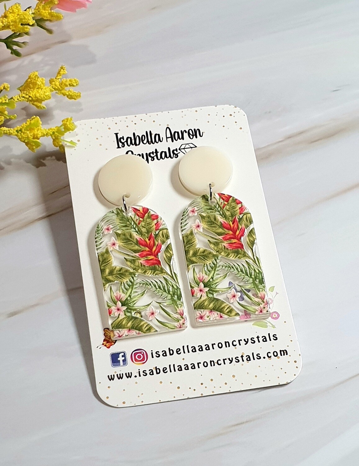 Flower Leaves Arch Shaped Acrylic Earrings