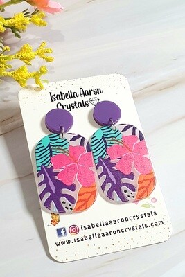 Abstract Rectangle Flower Leaves Acrylic Earrings