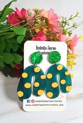 Lemons with Green Arch Acrylic Earrings