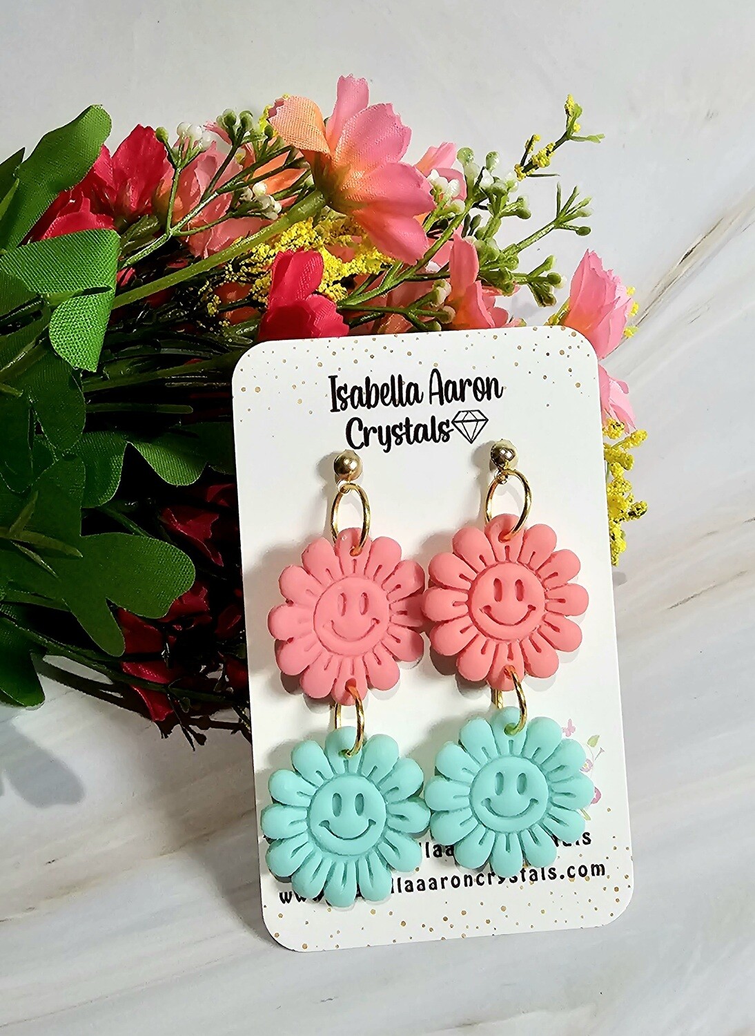 Pink and Powder Blue Smiley Daisy