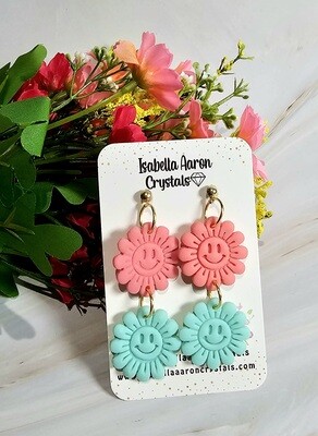 Pink and Powder Blue Smiley Daisy