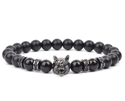 Wolf Black Onyx Crystal Bracelet