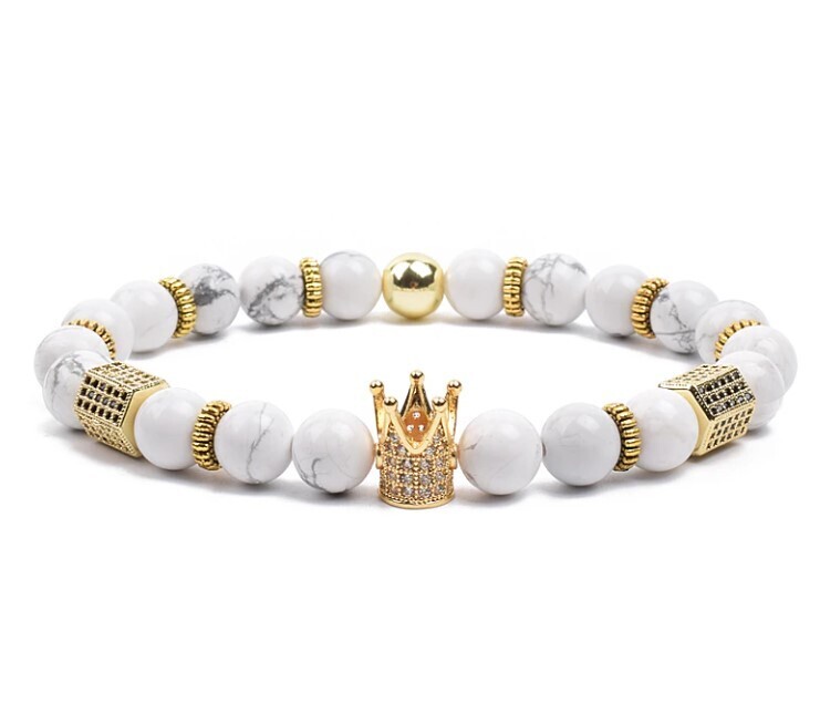 White Howlite Crown Crystal Bracelet