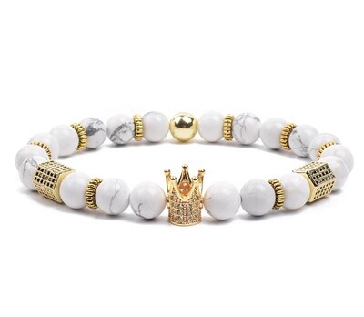 White Howlite Crown Crystal Bracelet