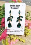 Elegant Green Emerald Leaf Teardrop Rhinestone Earrings