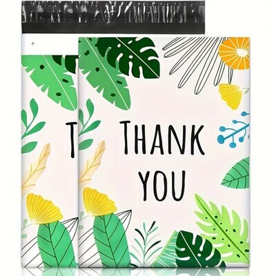 25 PCS THANK YOU LEAVES POLY MAILER BAG 10X13&quot;