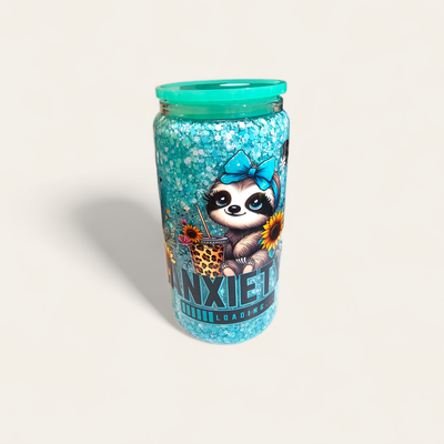 Cute Sloth Anxiety Snow Globe Glass 16oz Tumbler