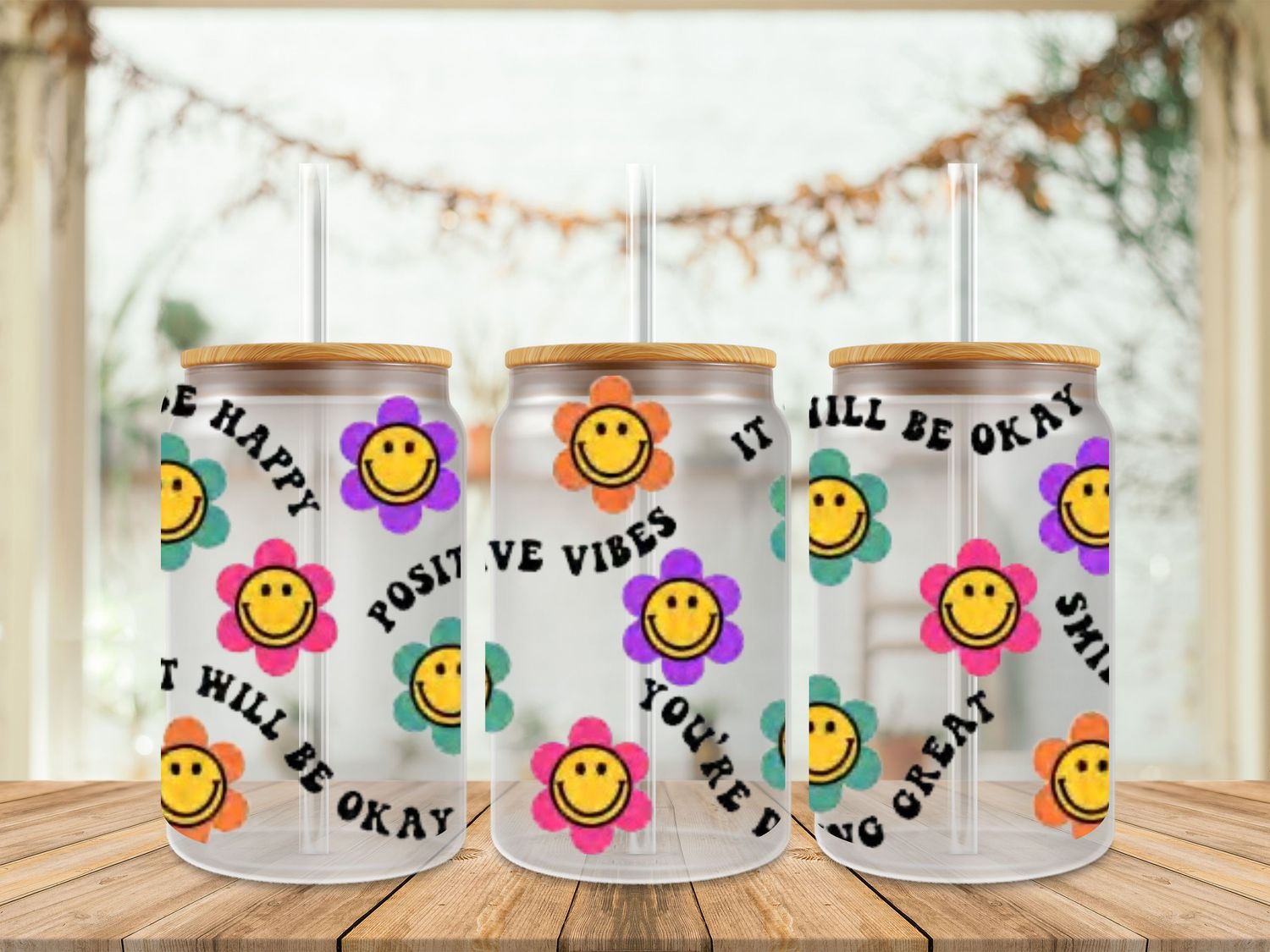 Positive Vibes Smiley Double Sided