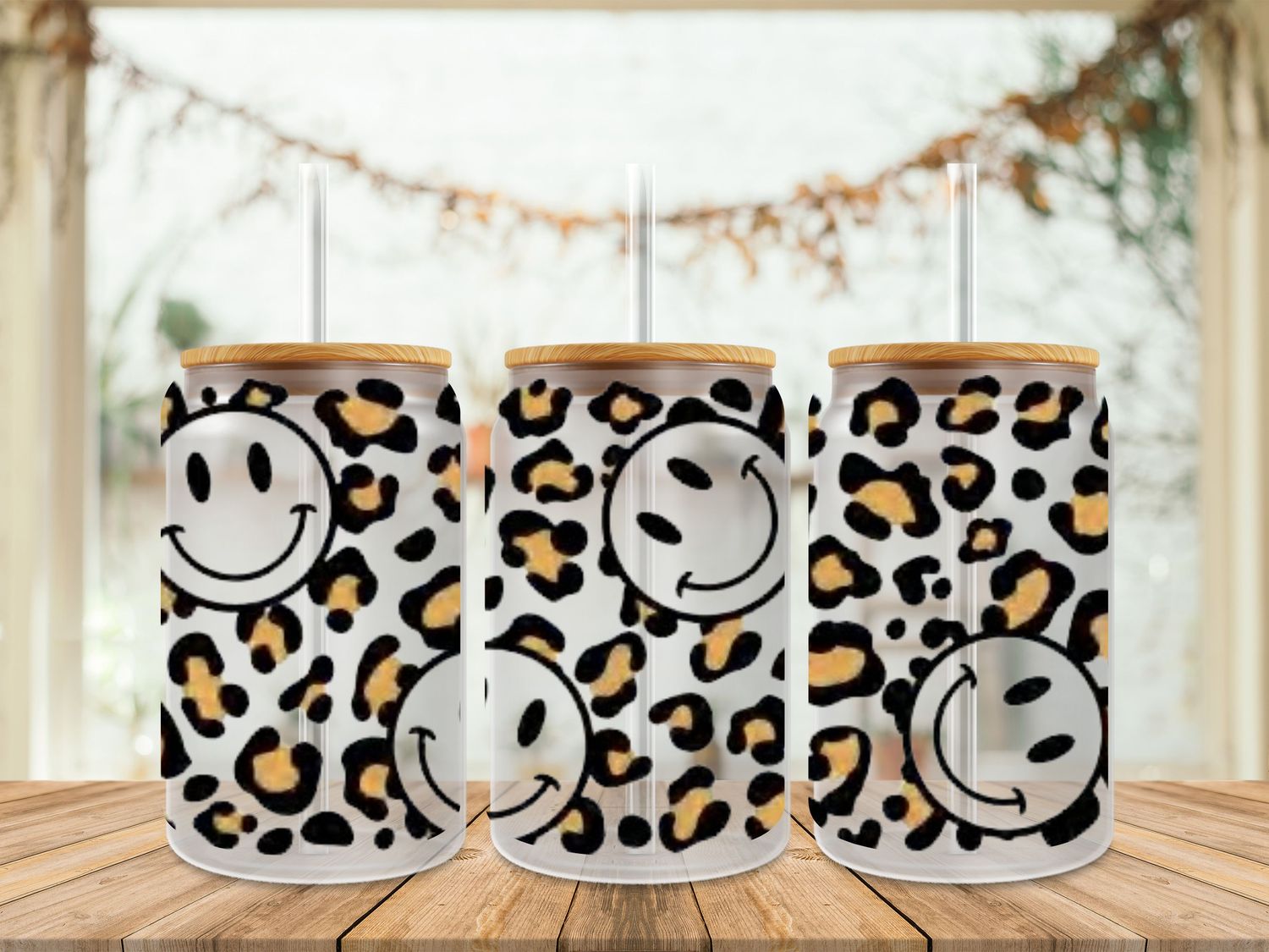 Smiley Leopard Pattern Double Sided