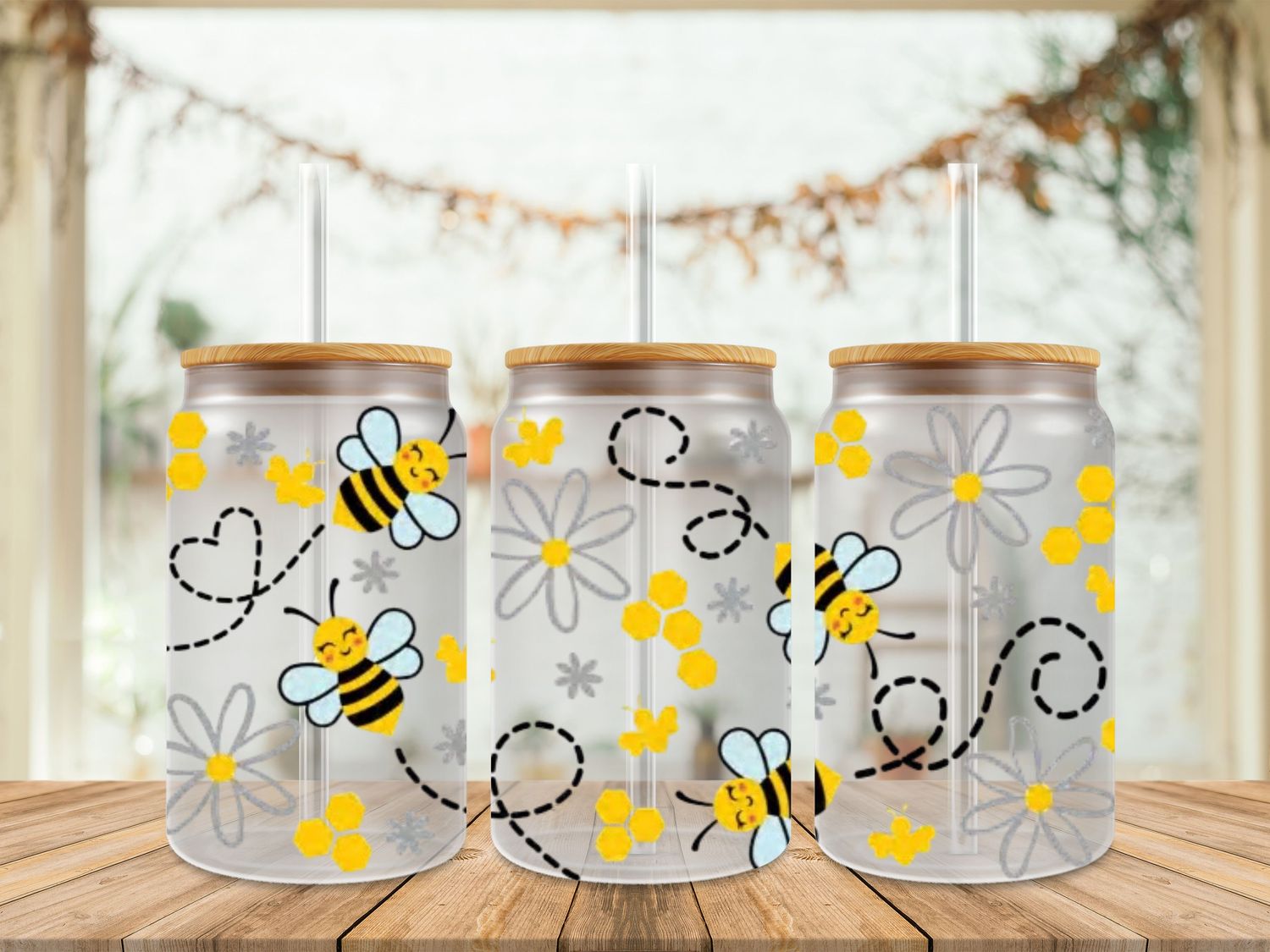 Bees with Line Heart