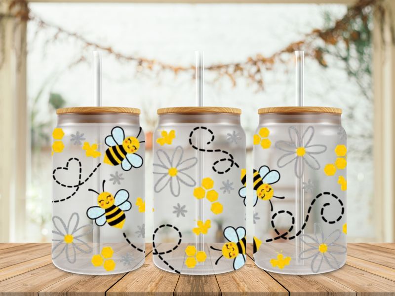 Bees with Line Heart