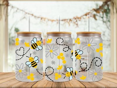Bees with Line Heart